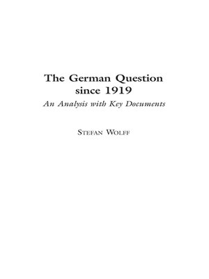 cover image of The German Question since 1919